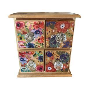 The Pioneer Woman Spice Box 4 Drawer Dazzling Dahlias Floral Acrylic Knobs RARE